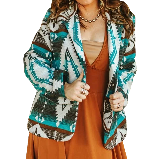 Women's Aztec Button Down Blazer (Clearance)